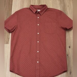 Mutual Weave Men’s Button-Up Shirt Size XL Red Short Sleeve Cotton Stretch